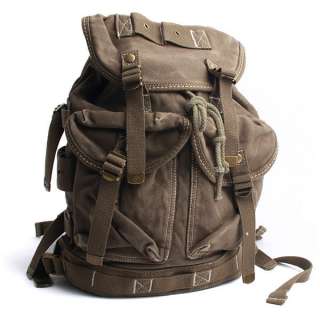 Vintage Canvas Outdoor Military Mens Womens Rucksack Backpack Travel 