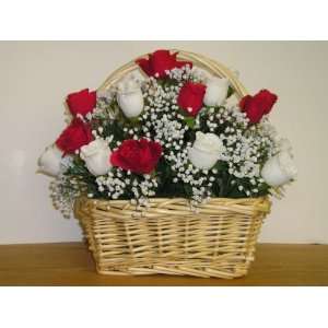   Roses in Square Basket with Handle (12 X 12 Square) 