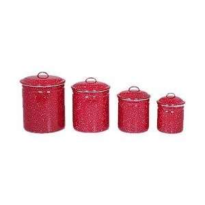   GSI Enamelware Stainless Steel Rim Canisters (Red)