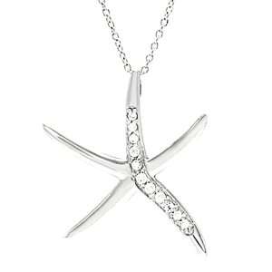   Cubic Zirconia Starfish Necklace .925 Stamp Hypoallergenic Jewelry