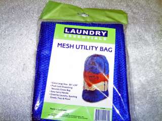 Large 36 by 24 Mesh Drawstring Laundry Bag BLUE  