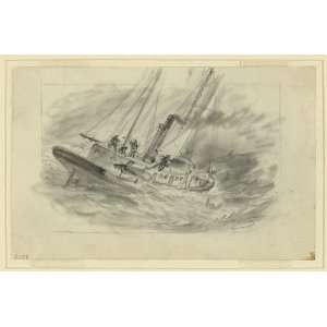  Steam ship in storm,man overboard