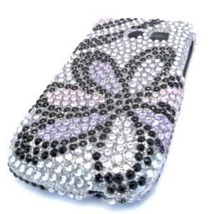 Samsung R375c Straight Talk Purple Flower Bling Jewel Diamond Bedazzle 