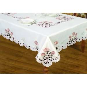 Embroidered Cutwork Tablecloth with Napkins 72x108ob/17x17  8 