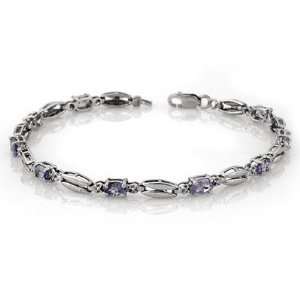  Genuine 2.0 ctw Tanzanite Bracelet 10K White Gold Jewelry