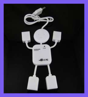 New 4 port Ports Human Shape PC 2.0 USB HUB White H13  