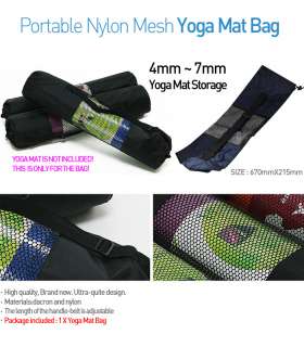 Yoga Bag Portable Yoga Mat Bag Nylon Carrier Mesh Black  