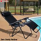 Zero Gravity Chairs Case Of (2) Black Lounge Patio Chairs Outdoor Yard 
