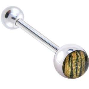  Tiger Stripe 2 Barbell Tongue Ring Jewelry