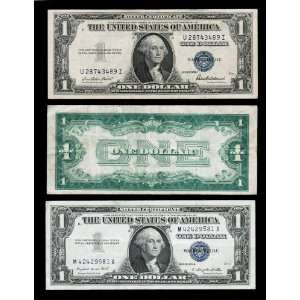   Silver Certificates, 1957, 1935,1928 Funny Back Rare U.S. Paper Money