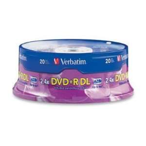  Verbatim 2.4X 6X 8.5GB DVD+R Double Layer DL Media 20 Pack 