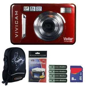  Vivitar Vivicam V5024 5.1MP Red Digital Camera Plus 8GB 