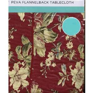 Waverly Lauren Canyon Cardinal Tablecloth with PEVA Flannelback 52 x 