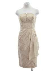 Maggy London Brown Metallic Jacquard Strapless Dress