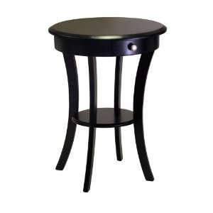  Winsome Wood Round Table with Drawer and Shelf, Black 
